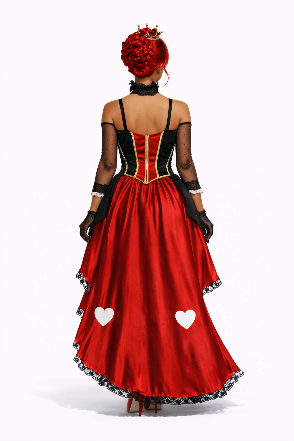 Red dress with heart details on a white background