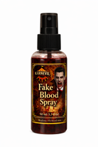 Fake blood spray bottle with label featuring a vampire illustration on a white background