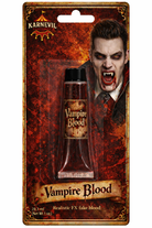 Vampire blood product with a Halloween-themed packaging design on a white background